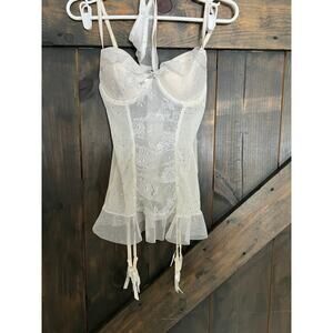 Vintage Victoria Secret Sexy Little Things 36C White Lingerie Garter Underwear